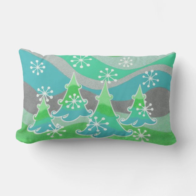 Winter Trees Green throw pillow (Front)