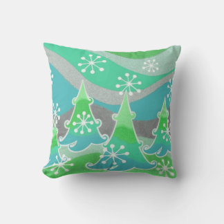 Winter Trees Green throw pillow square