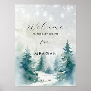 Winter trees holiday baby shower welcome sign