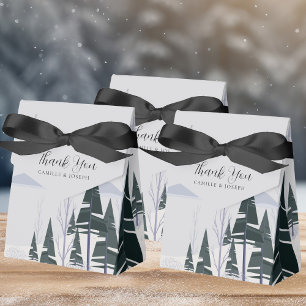 Winter Trees Modern Snowy Forest Holiday Party Favour Box