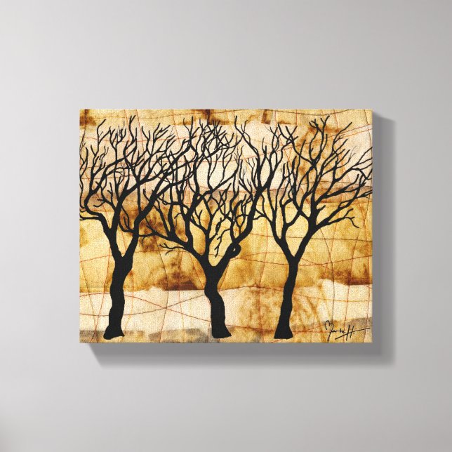 Winter Trees on Tea Bag Background Canvas Print (Front)