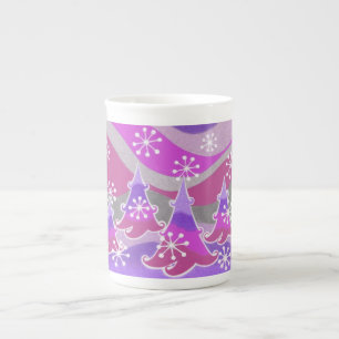 Winter Trees Purple bone china mug