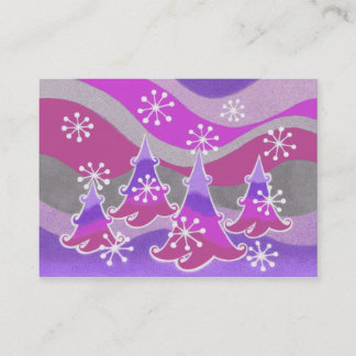 Winter Trees Purple business card chubby white