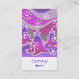 Winter Trees Purple business card vertical white