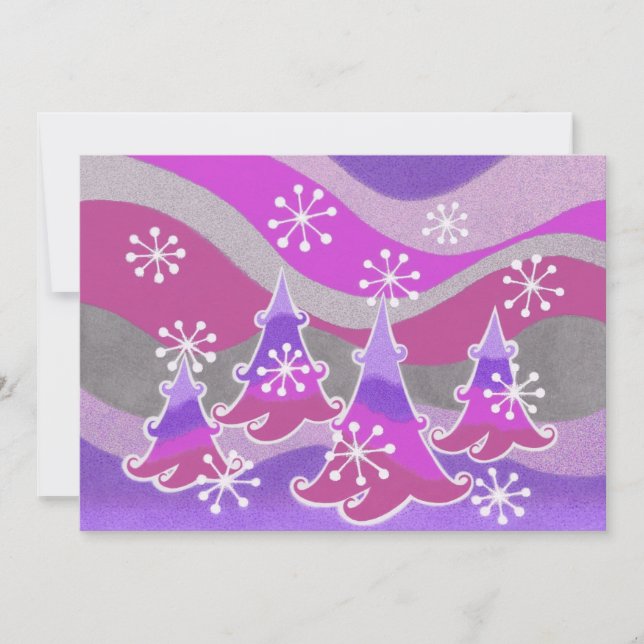 Winter Trees purple invitation (Front)