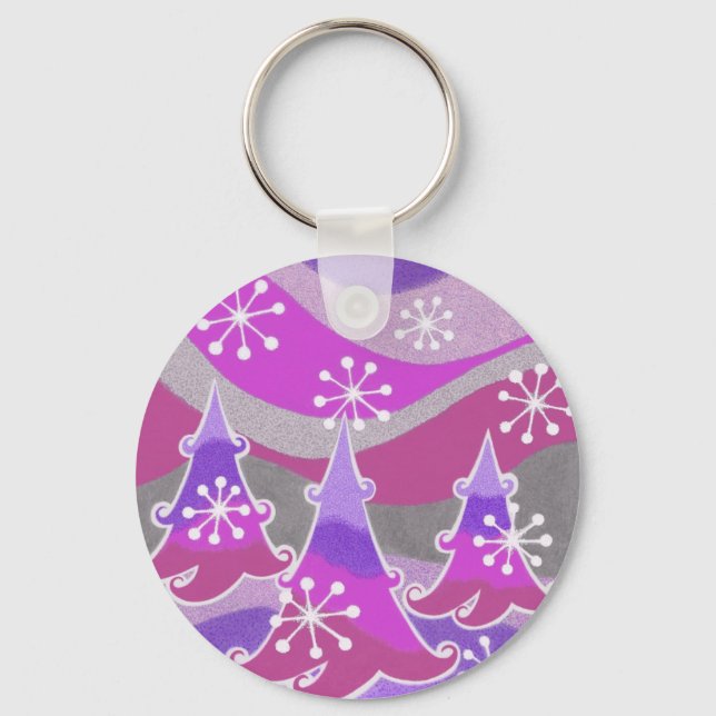Winter Trees Purple keychain (Front)