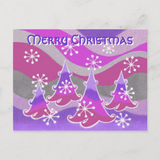Winter Trees purple 'Merry Christmas' postcard