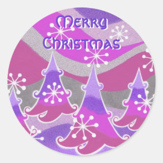 Winter Trees purple 'Merry Christmas' sticker