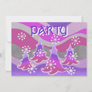 Winter Trees purple party invitation