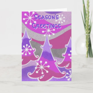Winter Trees purple 'Season's Greetings' text card