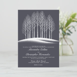 Winter Trees QR Code Wedding Invitation