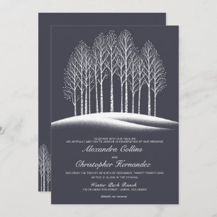 Winter Trees QR Code Wedding Invitation