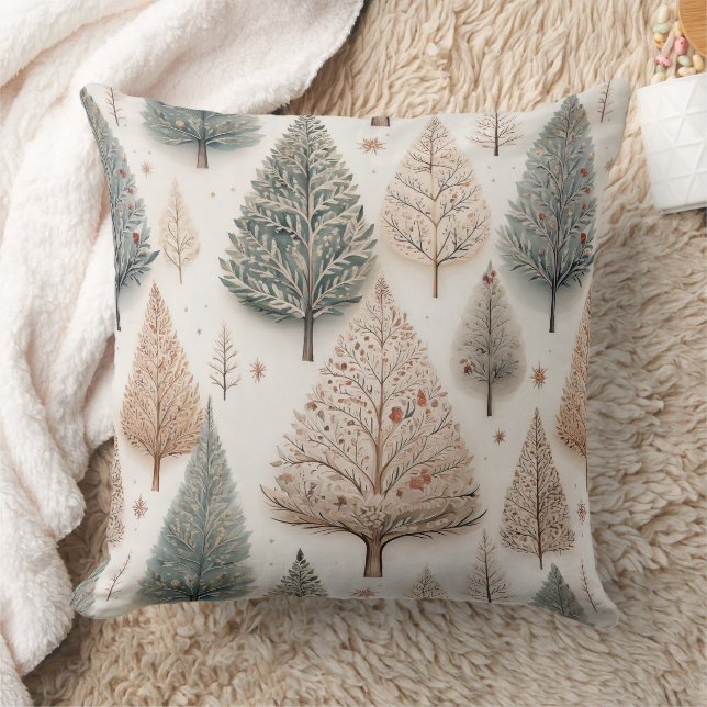 Winter Trees - Rustic Holiday Forest (1) Cushion (Blanket)