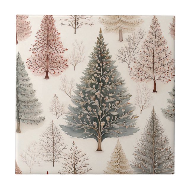 Winter Trees - Rustic Holiday Forest (2) Tile (Front)
