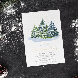 Winter Trees & Stars Christmas Party Holiday Gold