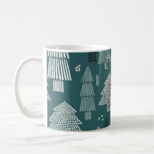 Winter trees, vintage Christmas pattern. Coffee Mug