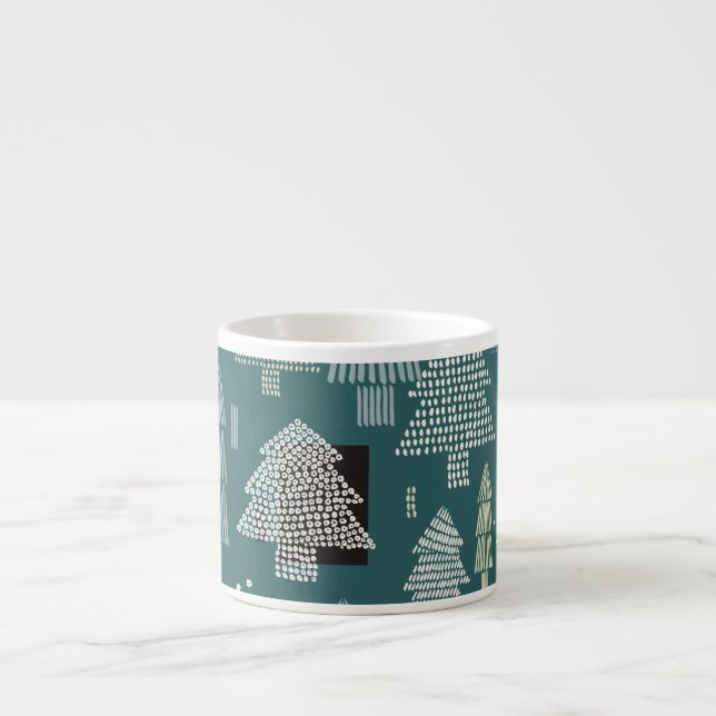 Winter trees, vintage Christmas pattern. Espresso Cup (Front)