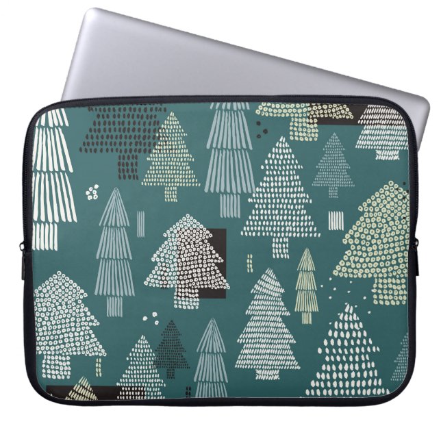 Winter trees, vintage Christmas pattern. Laptop Sleeve (Front)
