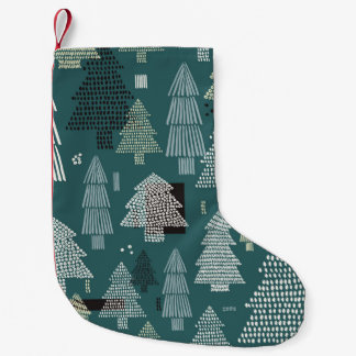 Winter trees, vintage Christmas pattern. Small Christmas Stocking