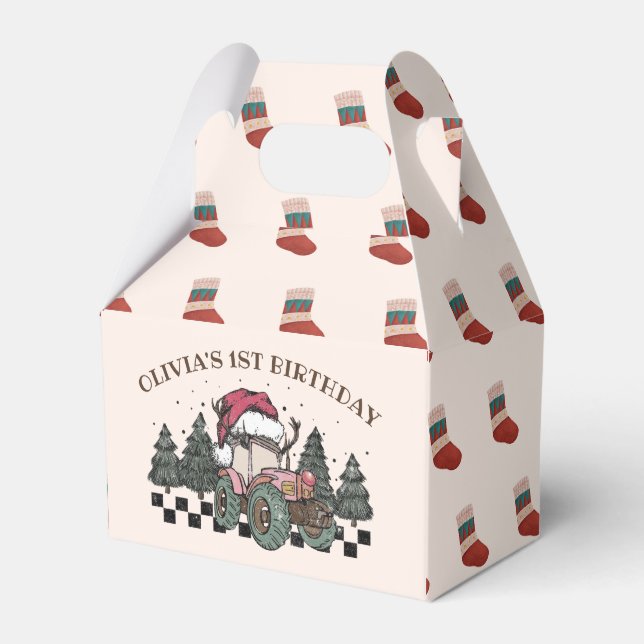 Winter Truck Christmas Tree birthday party Favour Box (Front Side)