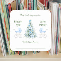 Winter twin boys Baby Shower Bookplates