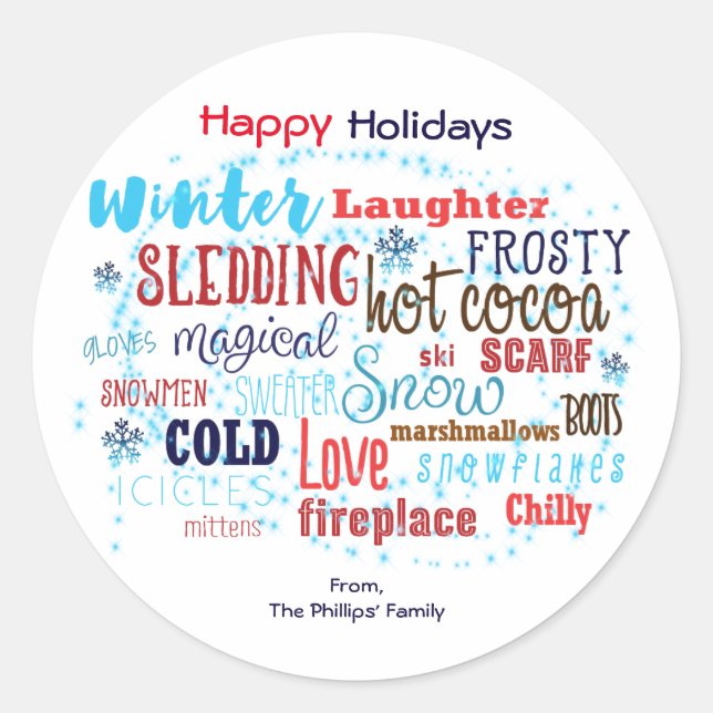 WINTER Typography Fun Wording Favour Sticker (Front)