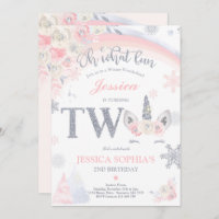 Winter Unicorn 2nd Birthday Pink And Gold Unicorn