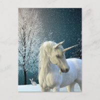 Winter Unicorn Beautiful Snow Holiday Scene