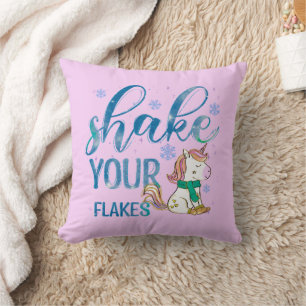 Winter Unicorn Shake Your Flakes Cushion