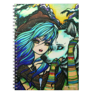 Winter Vampire Wolf Snow Mountain Girl Fantasy Art Notebook