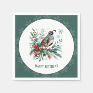 Winter Vibes California Quail - Birthday Napkin