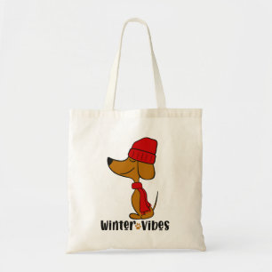 Winter Vibes Dachshund Tote Bag