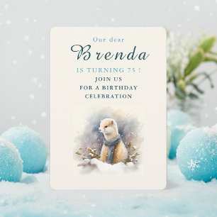 Winter vibes Ermine - Birthday Invitation Card
