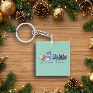 Winter Vibes Friendly Snowman Key Ring