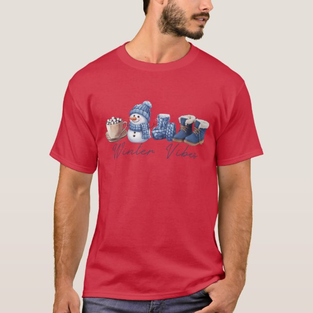 Winter Vibes Friendly Snowman T-Shirt (Front)