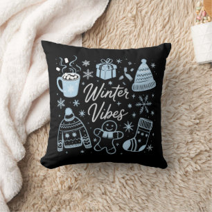 Winter Vibes Holiday Xmas Season Snowflakes Cushion
