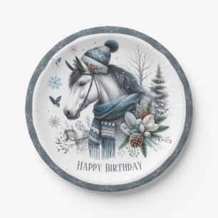Winter Vibes Horse - Birthday Paper Plate