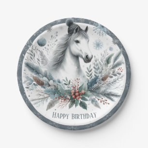 Winter Vibes Horse - Birthday Paper Plate