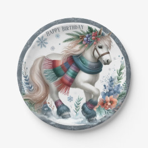 Winter Vibes Horse - Birthday Paper Plate