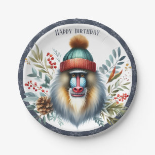 Winter Vibes Mandrill - Birthday Paper Plate
