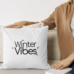 Winter Vibes – Minimalist Snowflake and Mountain Cushion