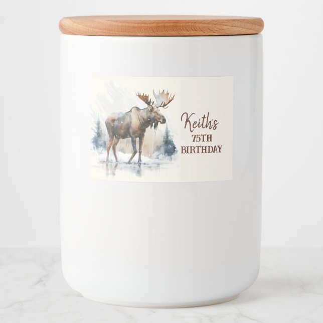 Winter Vibes Moose - Birthday Food Label (Front)