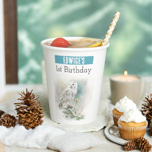 Winter vibes Owl - 1st birthday - Paper Cups