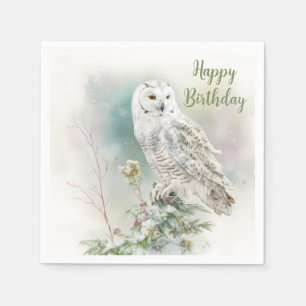 Winter vibes Owl - Birthday Party - Napkin