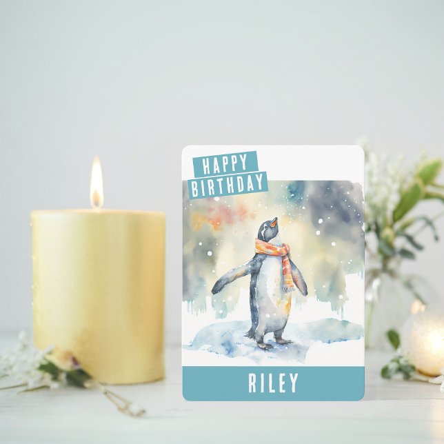 Winter vibes Penguin Birthday Card (Creator Uploaded)
