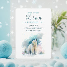 Winter vibes Polar Bear - Birthday Invitation Card