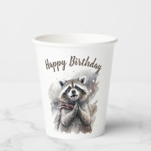 Winter vibes Raccoon -  Birthday Party - Paper Cups