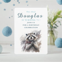 Winter vibes Racoon - Birthday Invitation Card