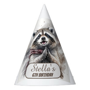 Winter Vibes Racoon - Birthday Party Hat