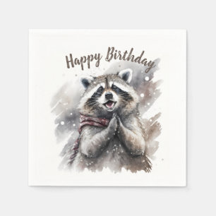 Winter vibes Racoon - Birthday Party - Napkin